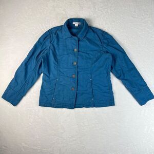 Pendleton Petite Blazer Jacket Womens Medium Blue Linen